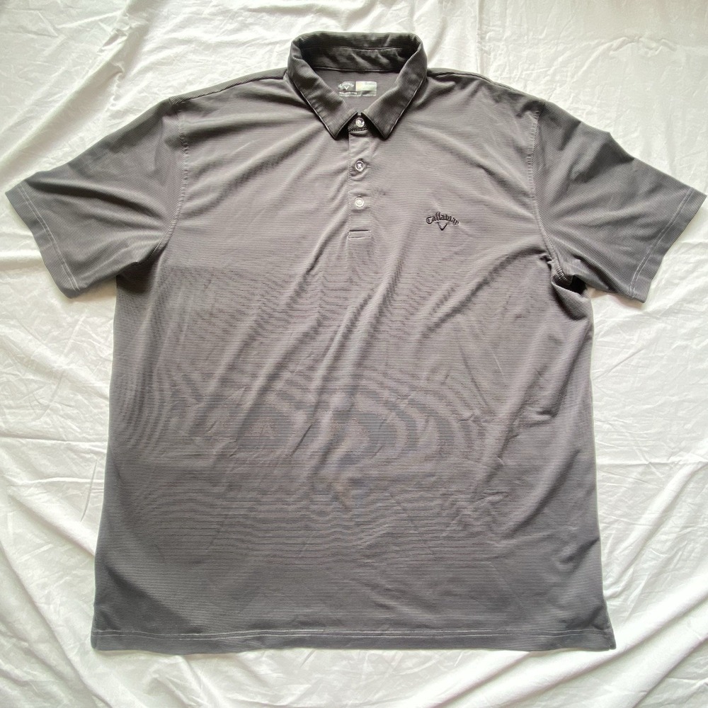 Callaway Opti-Dri Men's XXL Golf Polo Shirt Striped Black Gray Performance Polo